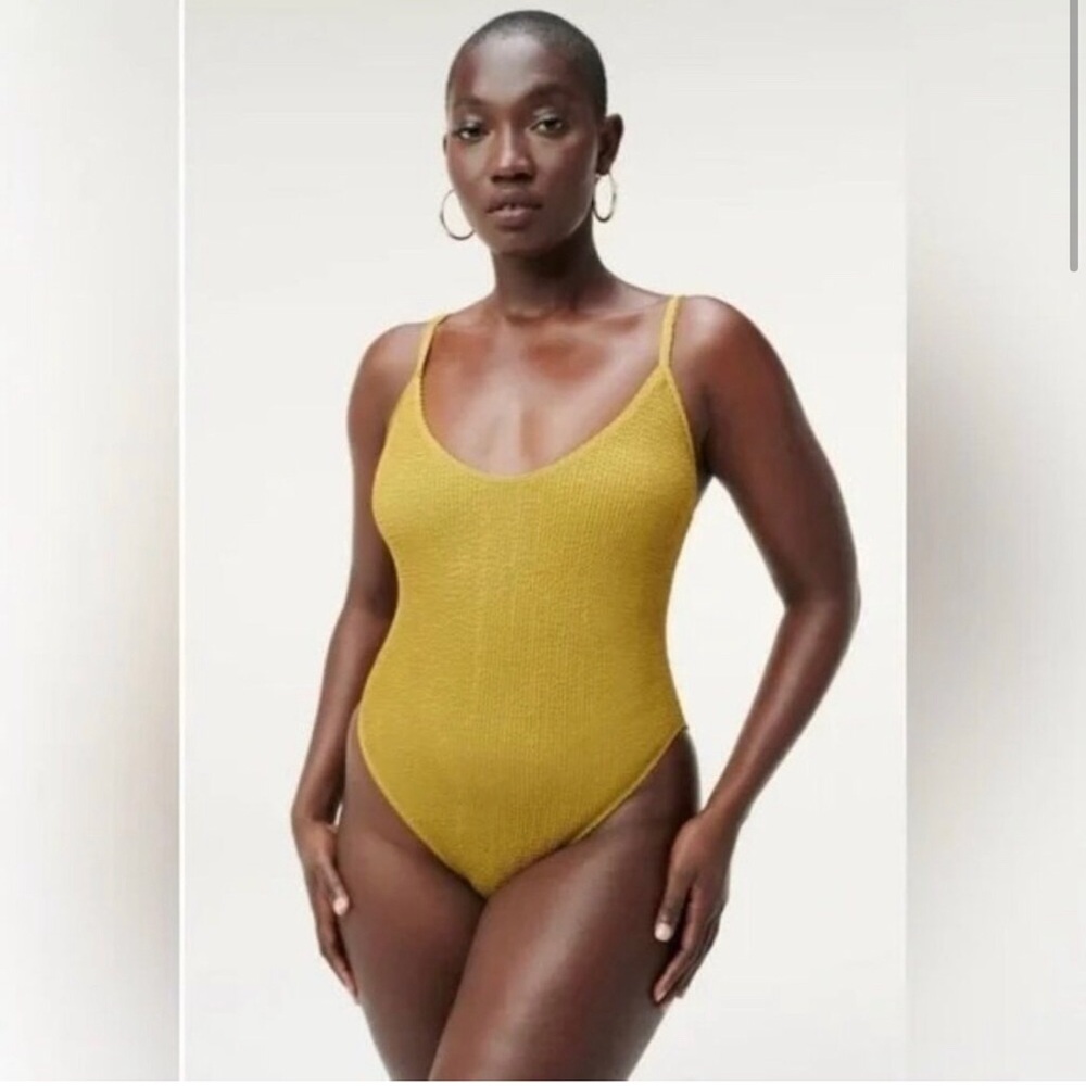 Good American Green Dirty Olive Always Fits 1/2 One Piece Swimsuit Small